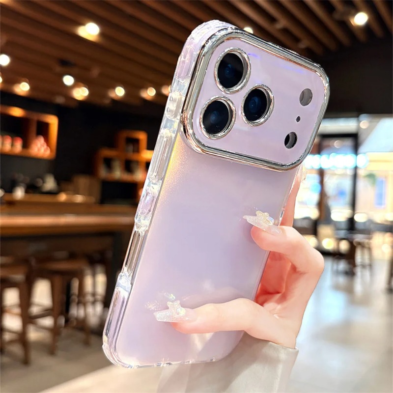 Camera Lens Protector - เคสโทรศัพท์มือถือแบบมันวาว สีลูกกวาด เลนส์เลเซอร์ออโรร่า ประดับกลิตเตอร์ สำหรับ iPhone