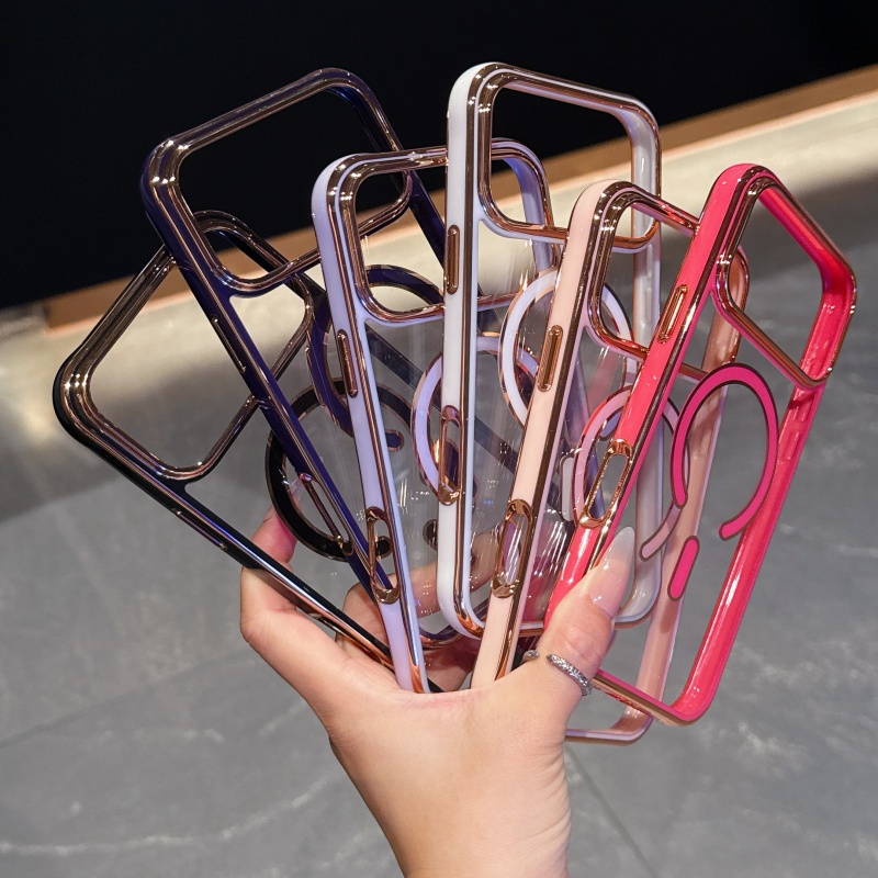 Camera Lens Protector - เคสชาร์จไร้สาย Magsafe สีเคลือบหรูหรา สำหรับ iPhone 17