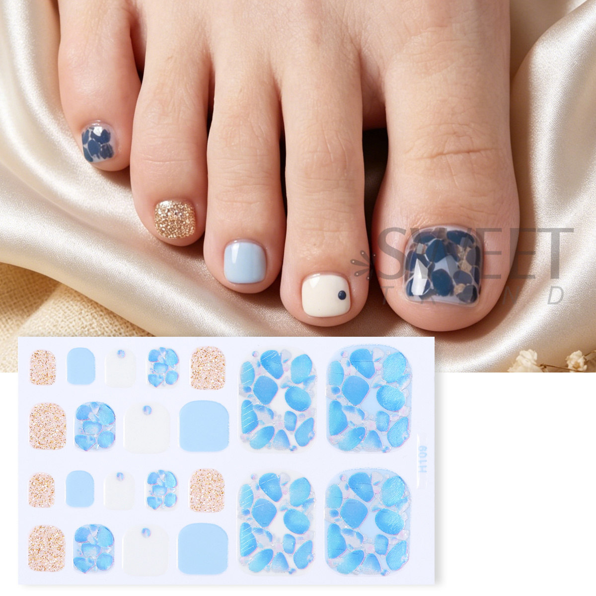 แผ่นติดเล็บเท้าแบบเต็มแผ่น 5 ช - Full Cover Adhesive บทวิจารณ์และราคา